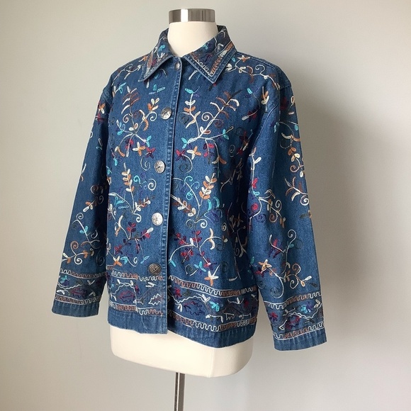 Vintage Embroidered Denim Jeans Jacket - Picture 2 of 16